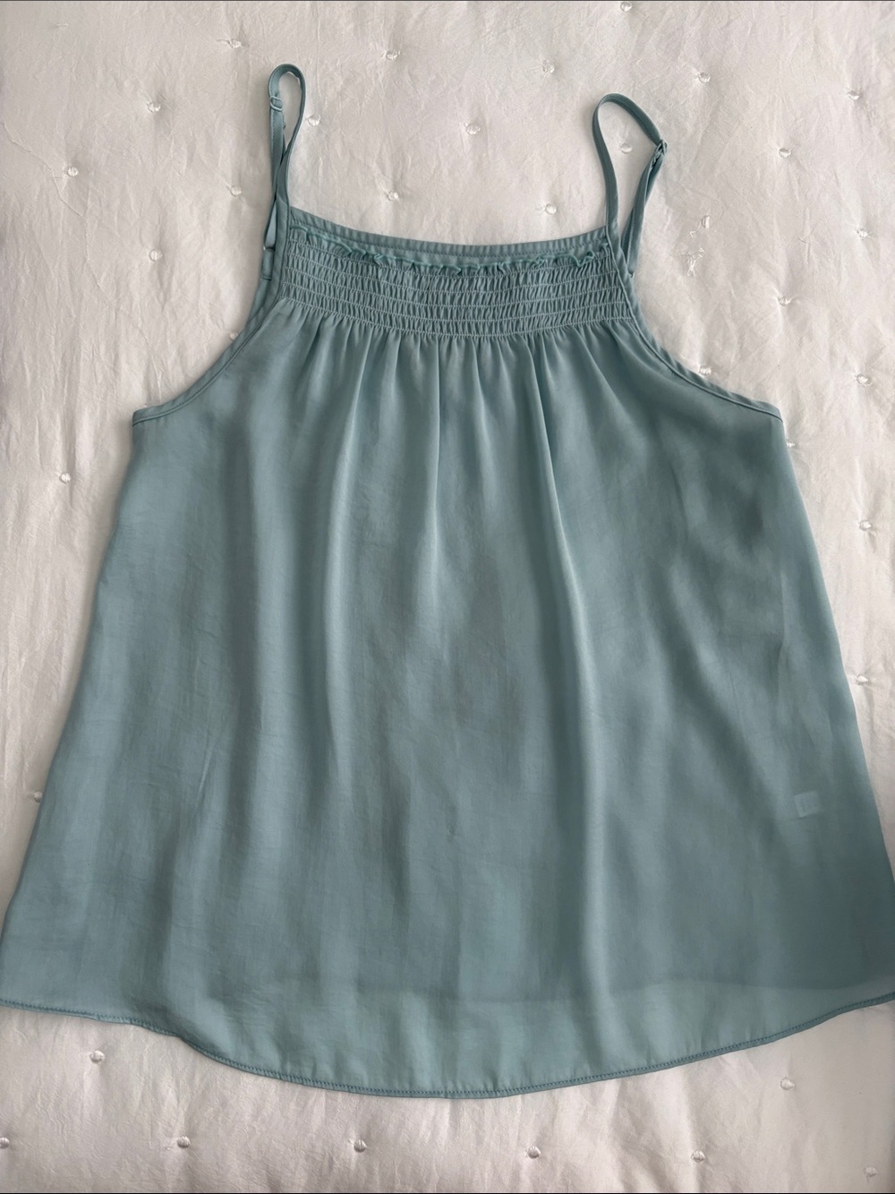 Smocked Yoke Spaghetti Strap Camisole in Light Blue